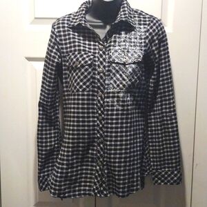 Day Trip plaid button down shirt S